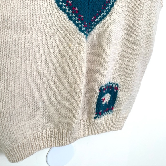 Vintage Lambswool Knit Vest w Sheep Lamb Detail M Medium Allen Solly England - Picture 3 of 8